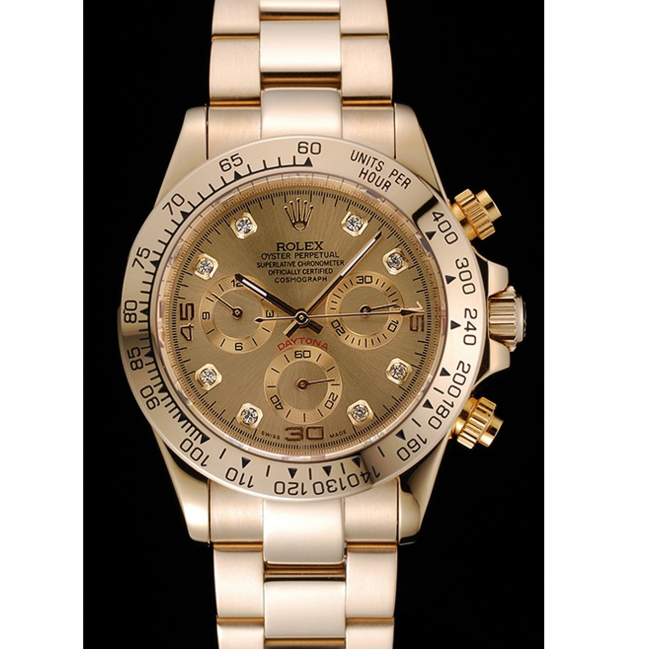 Aaa replica watch Gold And Case Daytona Cosmograph Numerals Diamond 1454245 Rolex Bracelet Brown Dial 0708